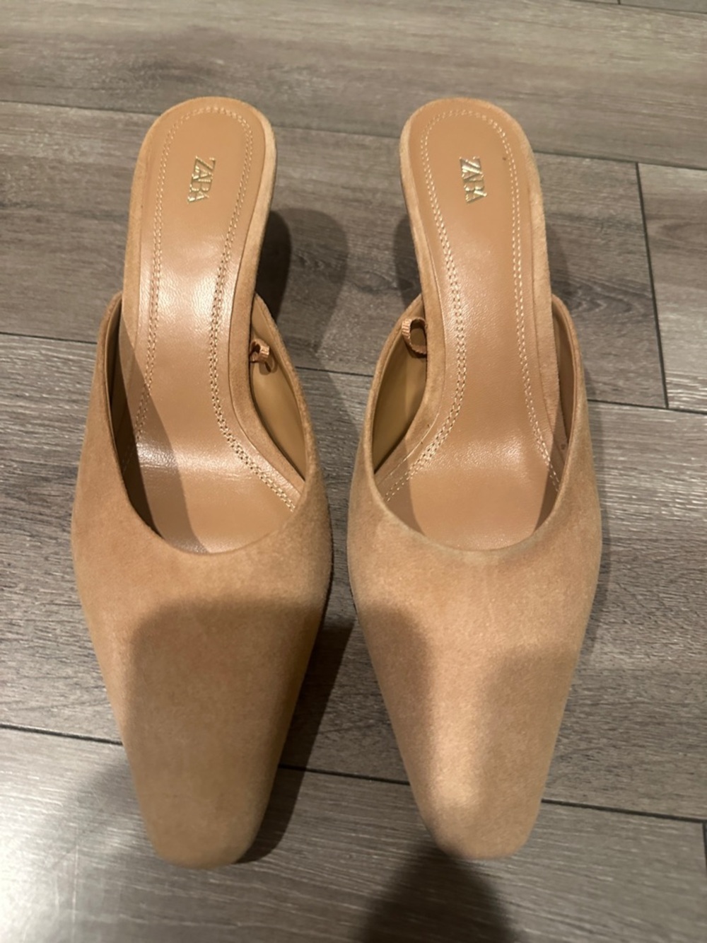 Zara suede kitten heel mules